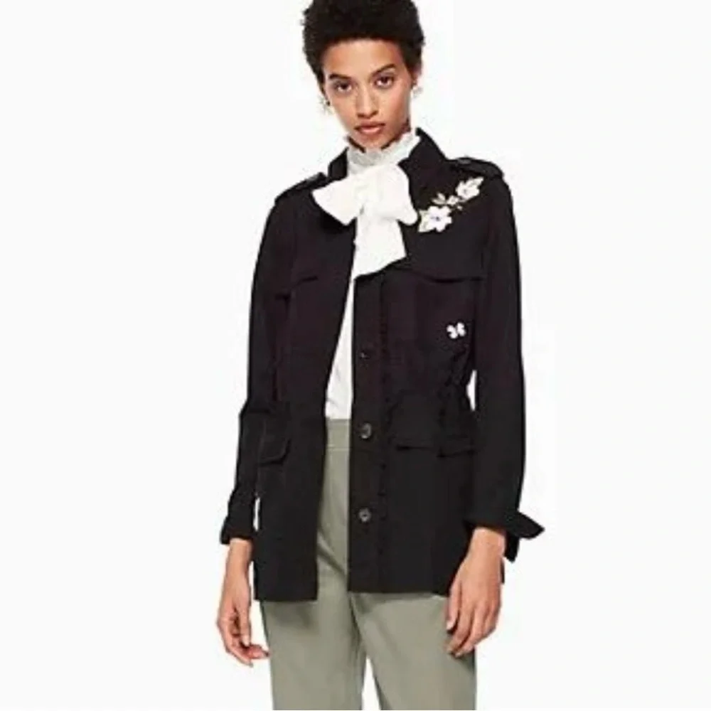 Kate Spade New York Floral Embroidered Military Jacket I3